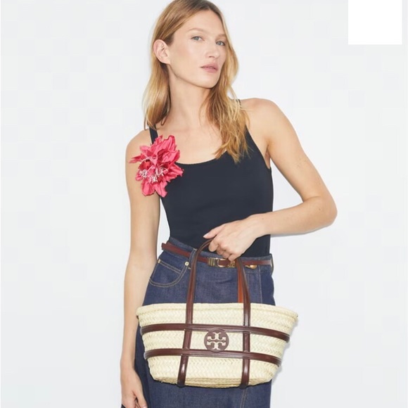NWT $370 Tory Burch Ella Small Straw Basket Tote! - Picture 2 of 5